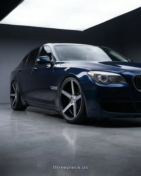 2012 BMW 740i with KMC KM685 DISTRICT 5X120 22X10.5 +40 SATIN BLACK MACHINED FACE wheels