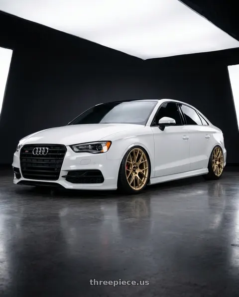 2015 Audi S3 with BBS RE-V7 5x112 19x10.5 +33 PFS Gloss Gold wheels