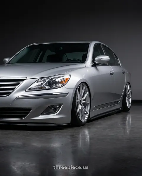 2012 Hyundai Genesis with Advanti Racing 80S Hybris 5X112 18x8 +45 Silver with Machined Face wheels
