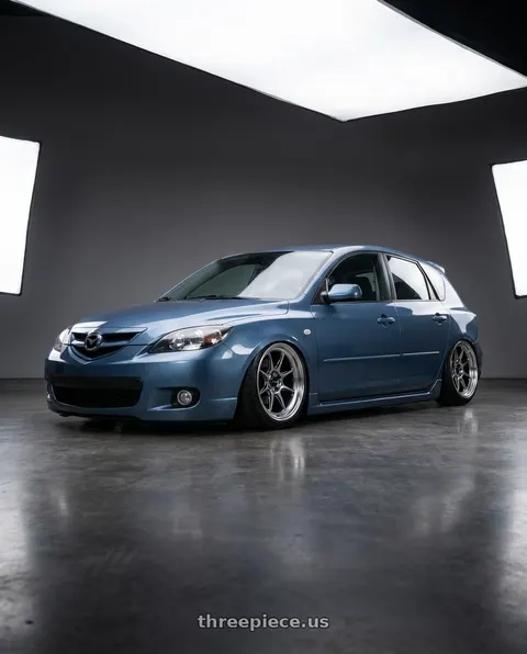 2008 Mazda 3 with Konig Countergram 5x114.3 18x8.5+35 Hyper Chrome / Machined Lip wheels