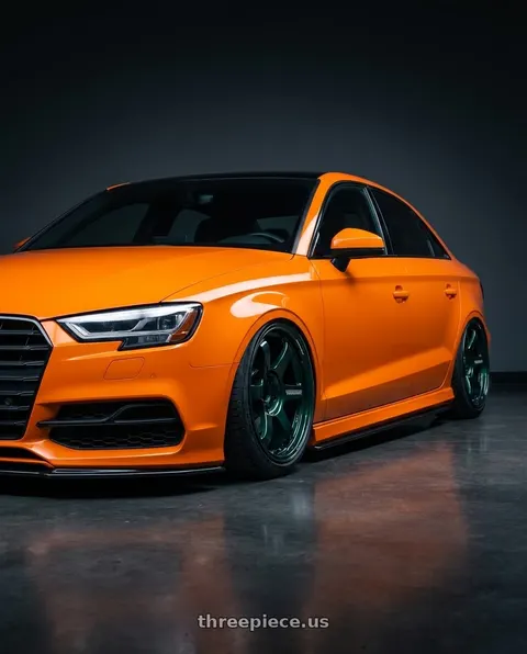 2017 Audi RS3 with Volk Racing TE37 SAGA S-PLUS 5x112 19x10.5+33 Racing Green wheels