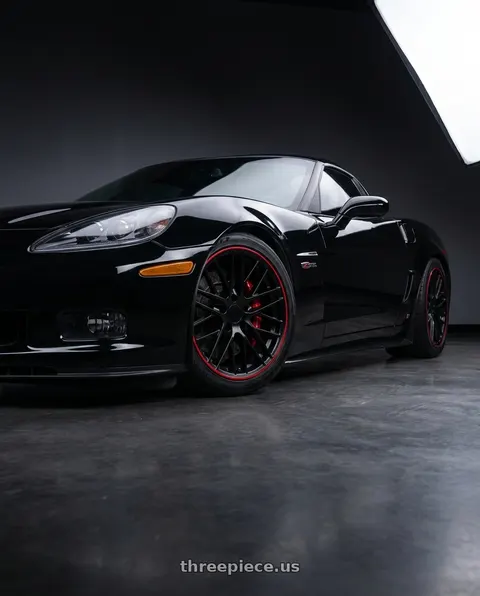 2007 Chevrolet Corvette Z06 with OE Wheels CV08A 5x120.65 18x10.5+56 Gloss Black Redline wheels