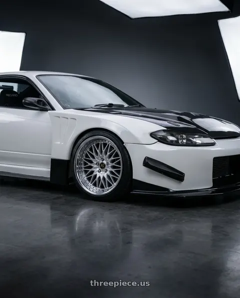 1998 Nissan Silvia with Work Vs-Xv 5x114.3 18x11-18 O Disk Silky Rich Silver wheels