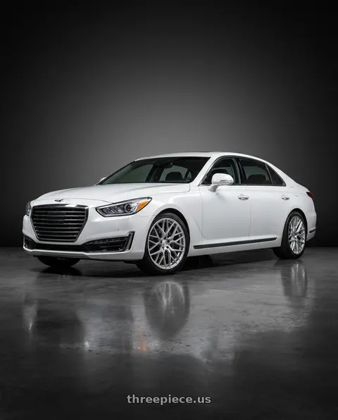 2018 Genesis G90 Ultimate with Aodhan AFF9 5x114.3 20x9+30 Gloss Silver Machined Face wheels