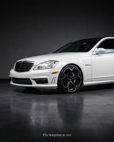 2009 Mercedes-Benz S63 AMG with Niche 1PC N259 ARROW 5X112 20X10.5 +40 GLOSS BLACK BRUSHED wheels