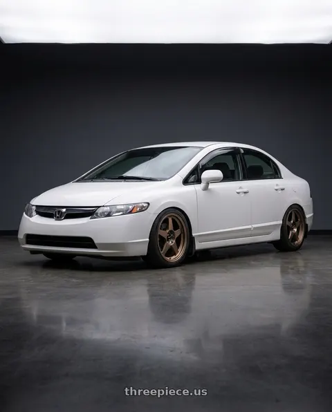 2007 Honda Civic with R6061 Forged R1 5x114.3 18X8.5 +35 Matte Bronze wheels