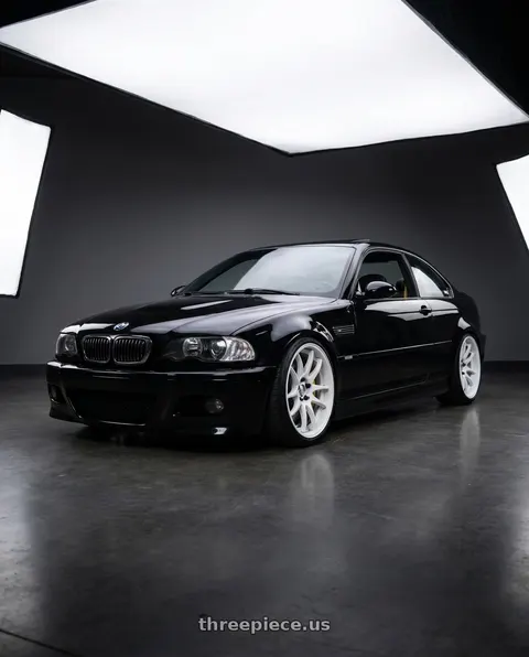 2001 BMW M3 with Work Cr 2P 5x120 18x10.0 +22 Gloss White wheels
