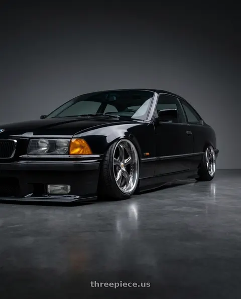 1994 BMW 325i with Work Wheels VS-KF 5X114.3 19x7.5+34 Brilliant Silver Black A Disk FULL REVERSE wheels