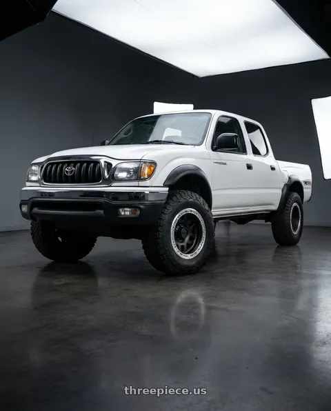 2002 Toyota Tacoma with KMC KM229 MACHETE CRAWL BEADLOCK 6X139.7 17X9 -38 SATIN BLACK MACHINED BEAD RING wheels