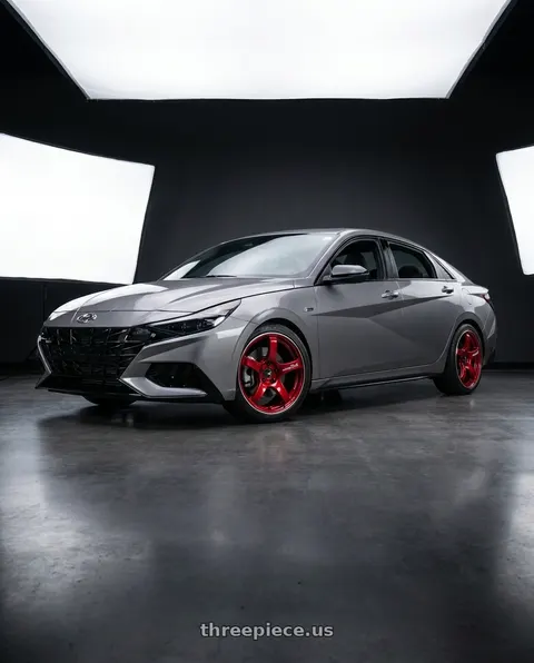 2023 Hyundai Elantra N with Advan Racing TC4 5x114.3 17x7.5 +48 RACING CANDY RED & RING wheels