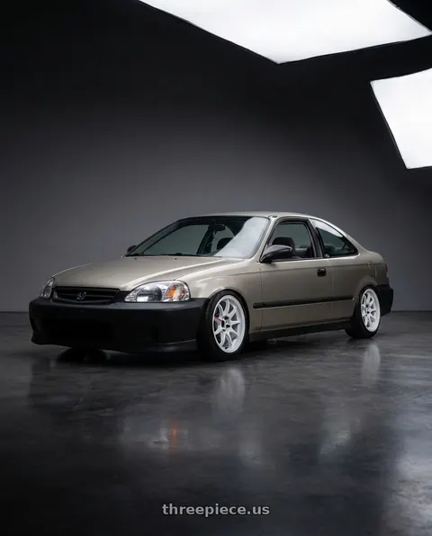 2000 Honda Civic DX with Work Emotion Zr10 4x100 16x6.5 +38 Azure White wheels