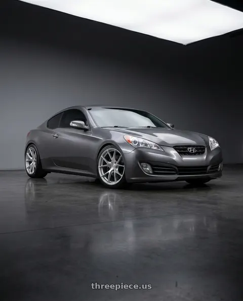 2010 Hyundai Genesis Coupe with Aodhan AFF7 5x114.3 19x8.5+35 Gloss Silver Machined Face wheels