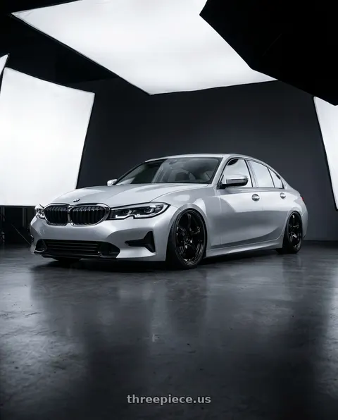 2023 BMW 3 Series G20 with Gram Lights 57CR 5x112 19x10.5+22 Glossy Black wheels