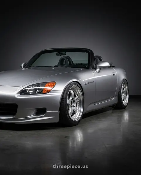 2000 Honda S2000 with Work Meister S1 3P 5x114.3 17x9.5+47 A Disk Silver wheels