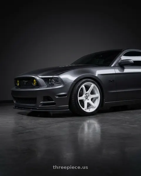 2014 Ford Mustang GT with Motegi BATTLE VI 5x114.3 19x9.5 +20 Matsuri White Pearl wheels