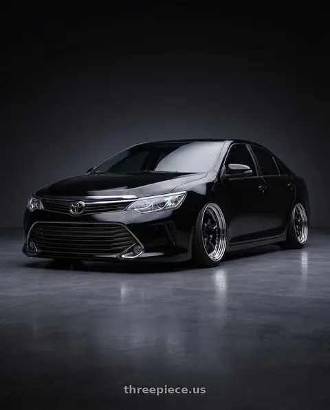 2018 Toyota Camry with Work Meister S1 3P 5x100 18x11-20 O Disk Black wheels