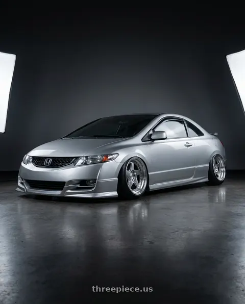 2007 Honda Civic with Aodhan AH01 5x100 / 5x114.3 17x9+25 Silver w/Machined Face wheels
