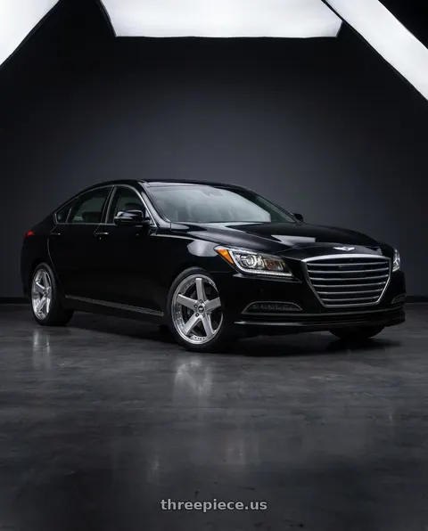 2016 Hyundai Genesis 3.8 with Work Zeast Black Label Bst2 5x114.3 19x8.5+38 T Disk Brush Silver Clear wheels