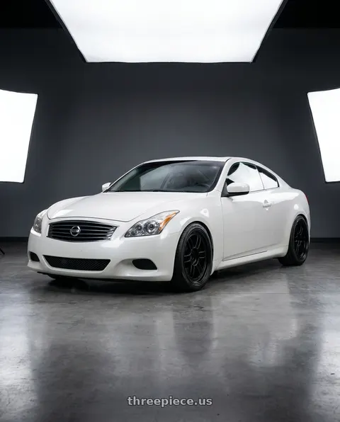 2008 Nissan Skyline 370GT White with Enkei RPF1 5x100 17x8+35 Black wheels