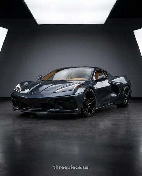 2021 Chevrolet Corvette Stingray with MRR M755 5x120 19x8.5  +38 Gloss Black fit Corvette C8 ( rear: M75520A152048BK ) wheels