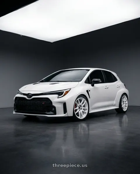 2026 Toyota GR Corolla with Work Emotion Cr Kiwami 5x114.3 18x8.5 +30 White wheels