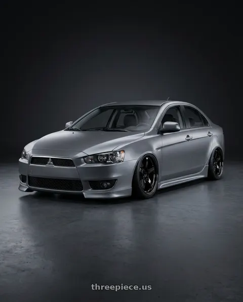 2014 Mitsubishi Lancer Ralliart with Gram Lights 57CR 5x114.3 18x9.5+12 Glossy Black wheels