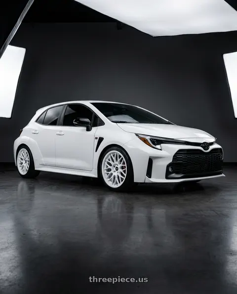 2026 Toyota GR Corolla with ESR Wheels APEX SERIES APX01 5x114.3 18x8.5 +30 Gloss White wheels