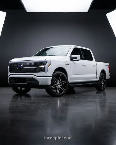 2022 Ford F-150 Lightning with MARQUEE WHEELS M3259B 6x135 22x9.5+25 BLACK / MACHINED wheels