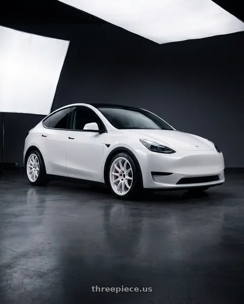 2024 Tesla Model Y Performance with Work Emotion Zr10 5x114.3 19x9.5 +30 Azure White wheels
