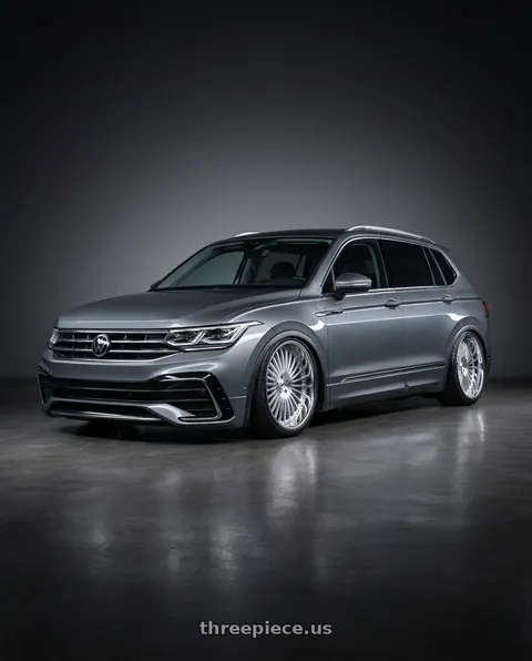 2022 Volkswagen Tiguan with Amani R.E.A.L. 5x112/5x120 22x9 +32 Brush Center Chrome Lip wheels