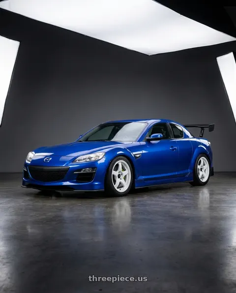 2005 Mazda RX-8 with Enkei PF05 4x100 15x8+25 White wheels