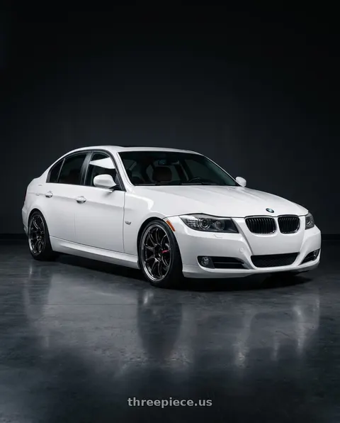 2009 BMW 335i with Work Emotion Zr10 5x120 18x9.5 +38 Glim Black Diamond Rim cut wheels