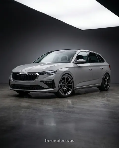 2025 skoda scala with Volk Racing NE24 5x100 18x8.0+45 Shining Black Metal wheels