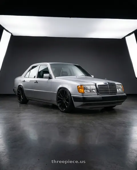 1995 Mercedes w124 with OHM PROTON 5X105 17X6.5 +45 GLOSS BLACK wheels