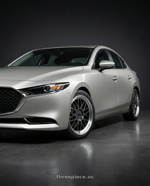 2026 Mazda 3 with KATANA RACING KR06 5x114.3 18x8 +40 Glossy Gun Metal Machine Lip wheels