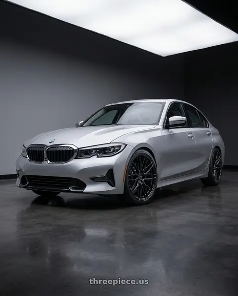 2023 BMW 3 Series G20 with F1R F103 5x112 18x8.5 +35 Gloss Black wheels