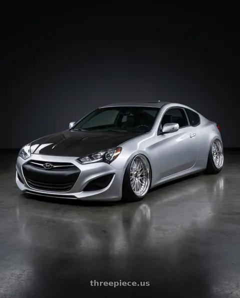 2013 Hyundai Genesis Coupe with Work Vs-Xv 5x114.3 19x10.5-16 L Disk Silky Rich Silver wheels