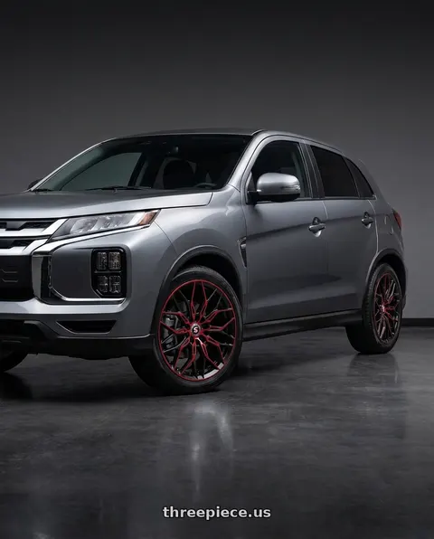 2025 Mitsubishi Outlander Sport LE with Spec-1 SP-57 5x114.3/5x120 18x8 +38 Gloss Black & Red Machined wheels