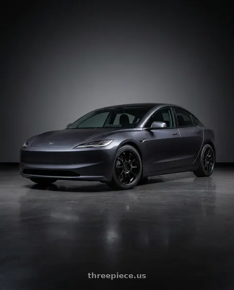 2024 Tesla Model 3 with Work Emotion D9r 5x114.3 18x8.5 +38 Black wheels