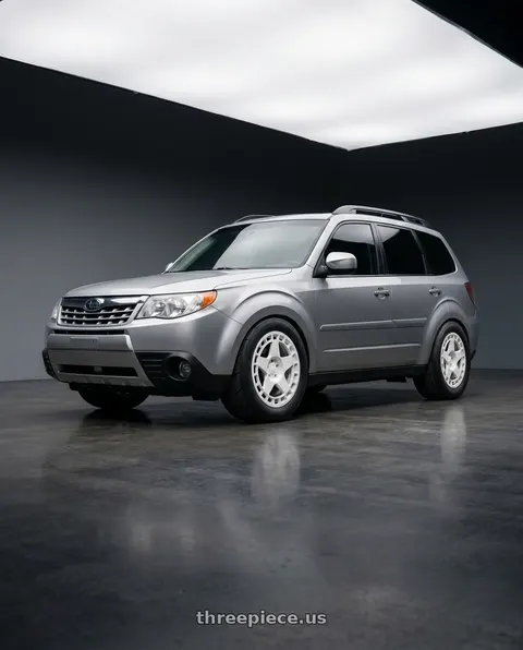 2010 Subaru Forester with fifteen52 TURBOMAC 5x100 17x7.5 +30 RALLY WHITE (GLOSS WHITE) wheels
