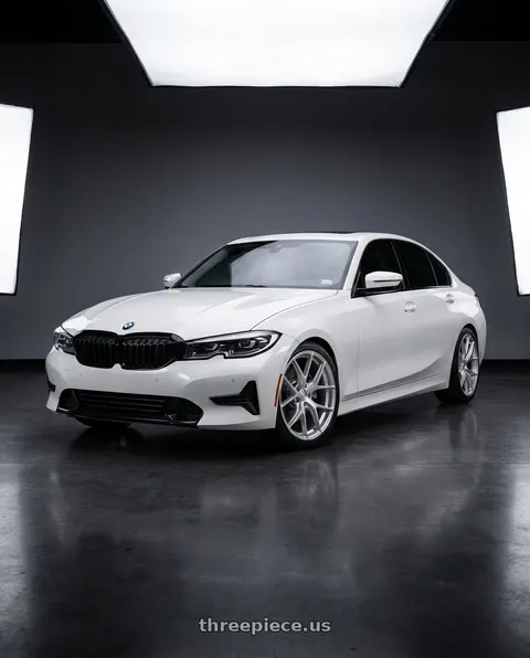 2021 BMW 330i xDrive with Vors TR88 5x112 18x9.5 +35 Silver Machined Face wheels