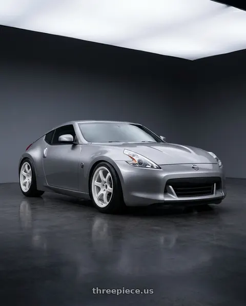 2009 Nissan 370Z with Gram Lights 57DR 5x114.3 18x9.5+12 Ceramic Pearl wheels