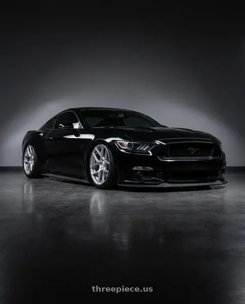 2017 Ford Mustang GT with Aodhan AFF2 5x114.3 19x9.5+35 Gloss Silver Machined Face wheels