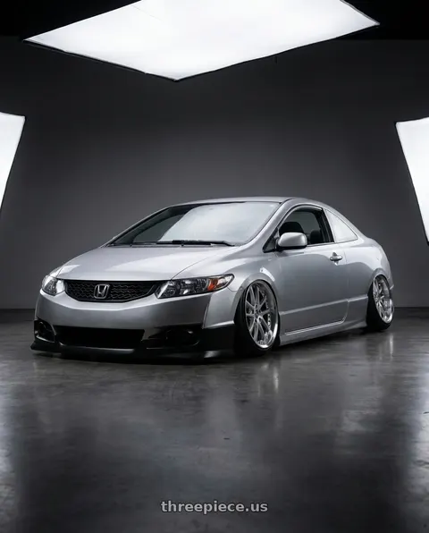 2007 Honda Civic with Vors AR5 5x114.3 17x8 +35 Silver Machine Face Lip Chrome Rivet wheels
