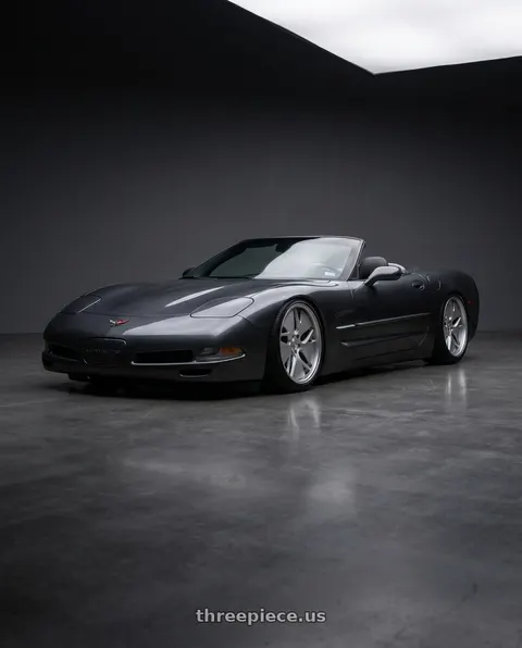 2004 Chevrolet Corvette with Work Gnosis Cvd 5x120.65 20x9+45 W Disk Matte Silver wheels