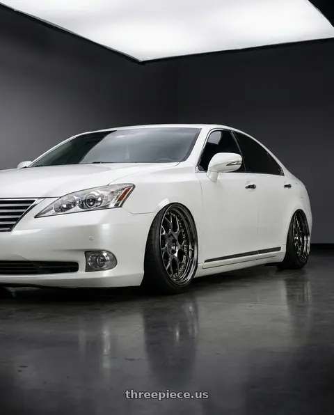 2012 Lexus ES350 with Aodhan DS01 5x114.3 18x8.5+35 Black Vacuum W/ Gold Rivets wheels