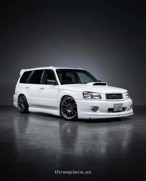 2002 Subaru Forester with Work Emotion Zr10 5x100 17x7 +38 Glim Black Diamond Rim cut wheels
