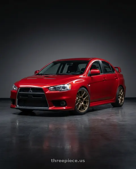 2012 Mitsubishi Lancer with Konig Ampliform 5x114.3 18x8.5+35 Gloss Bronze wheels