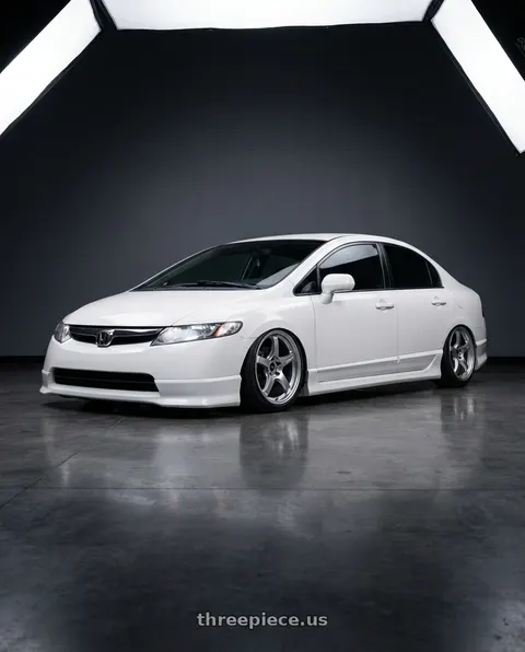 2007 Honda Civic with Gram Lights 57CR 5x114.3 17x9 +38 GRACE SILVER wheels