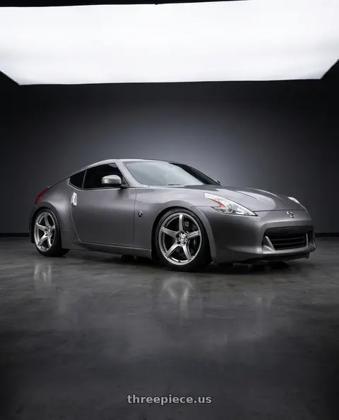 2009 Nissan 370Z with Work Emotion T5r 5x114.3 19x10.5 +15 Glow Silver wheels